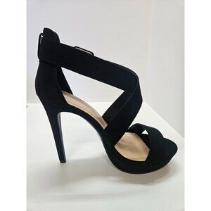 Crisscross‎ Suede Strappy Platform Black High Heel Sandals Women Size 9